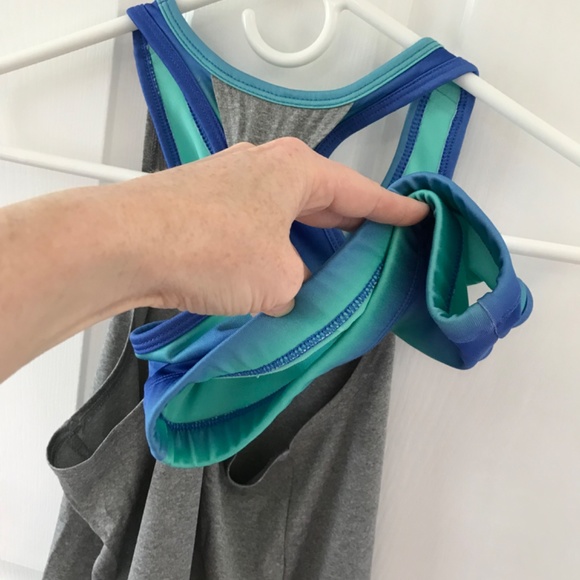 Old Navy Active gray blue green Go Dry Sports Tank Bra Girls 10 / 12 (Big Kids) - Picture 14 of 16